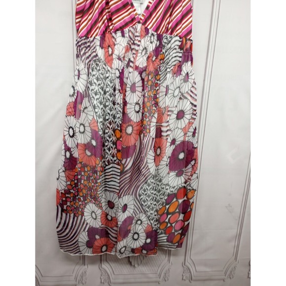 20 Something Dress SZ L Pink Striped Floral Chiffon Spaghetti Straps Lined EUC - Picture 11 of 16